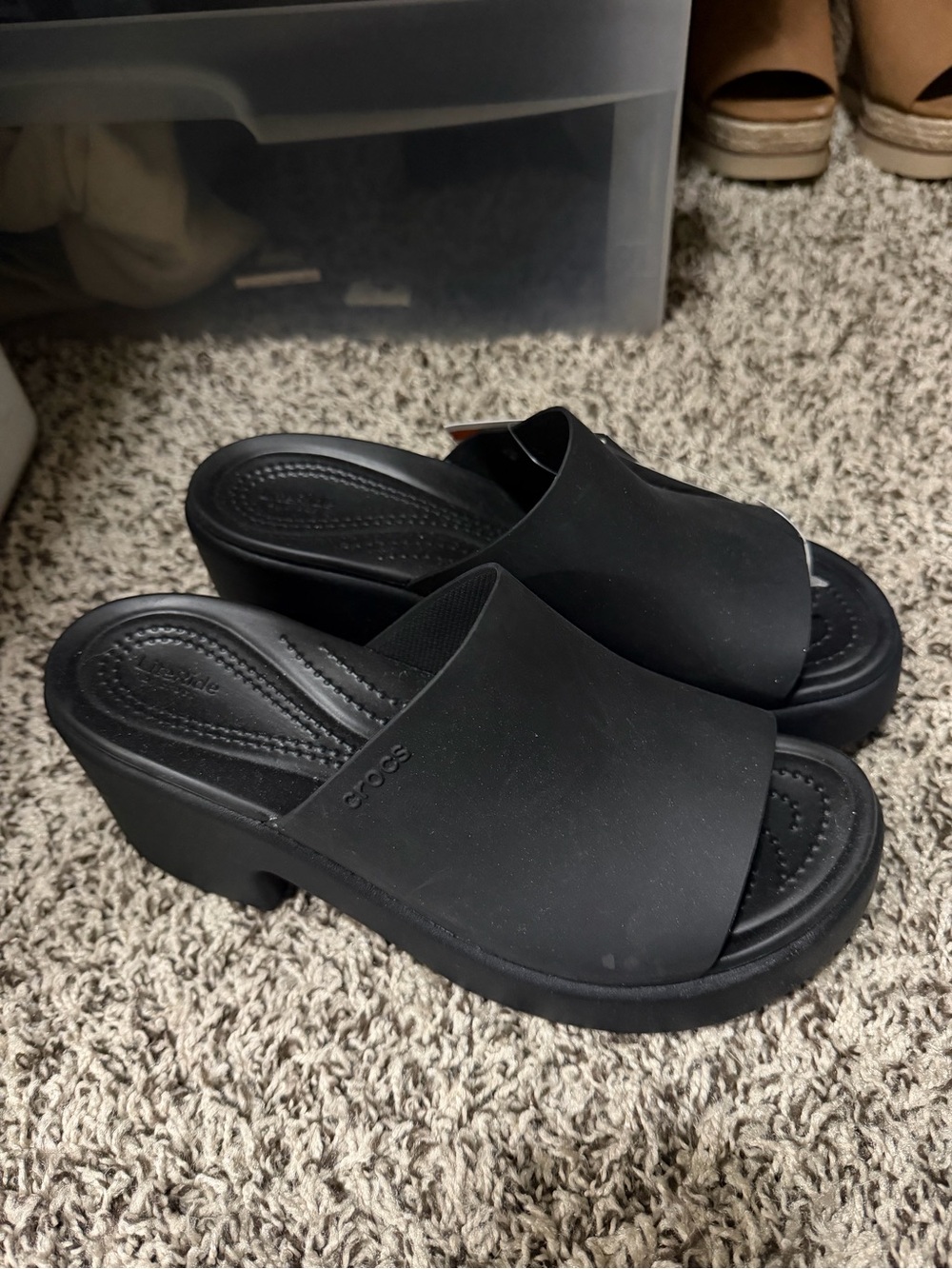 CROCS Black Platform Slide Heels
